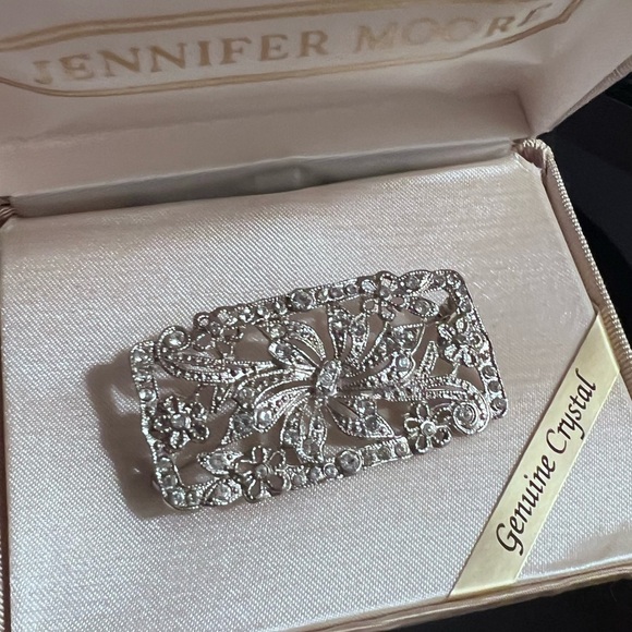 Jennifer Moore Vintage Silver Crystal Brooch - Picture 1 of 2
